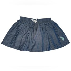 Blue Denim Skirt with Embroidered Logo